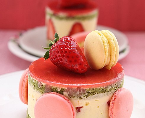 抹茶草莓奶油蛋糕