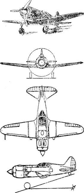 伊-185殲擊機的立體圖和三面圖