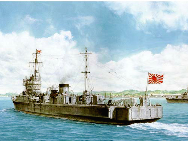 日本二戰期間“嚴島‘號布雷艦油畫