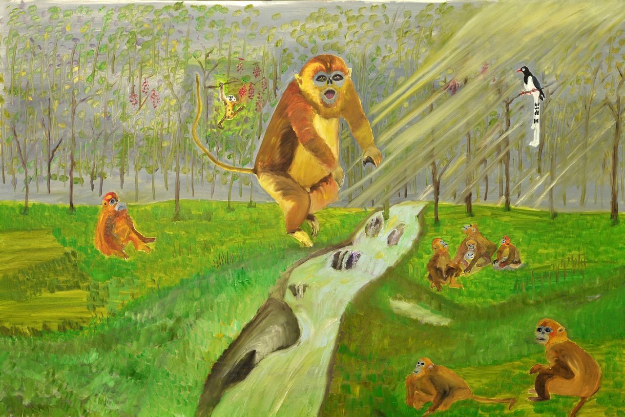 表演·神農架 布面油畫100×150cm 2014年