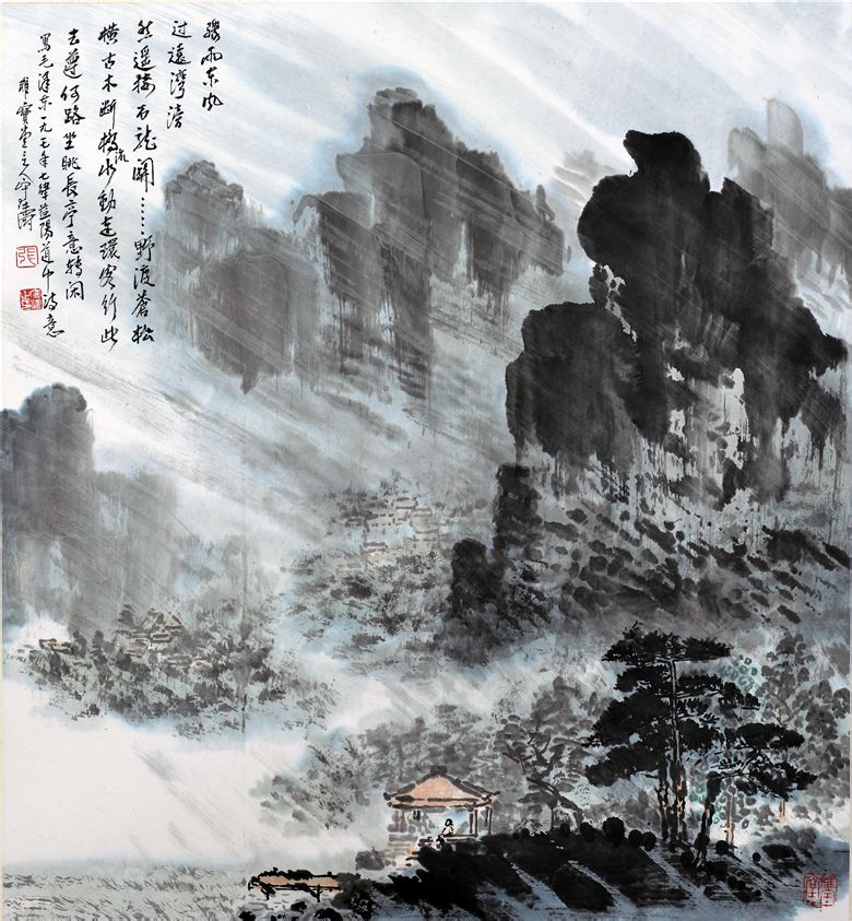 七律·驟雨東風—張守濤國畫