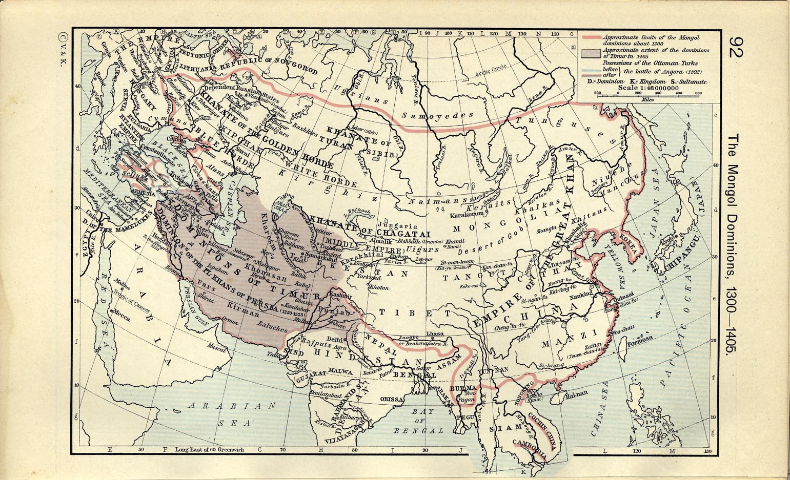 1300年的蒙古帝國（元朝和四大汗國）