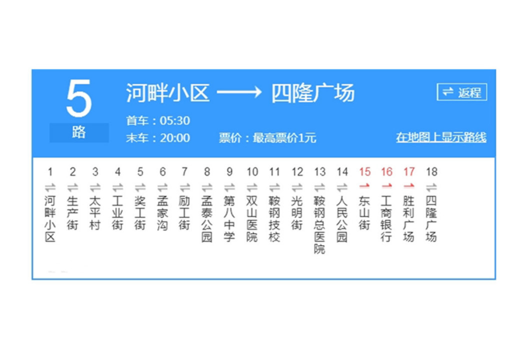 鞍山公交5路 鞍山公交5路