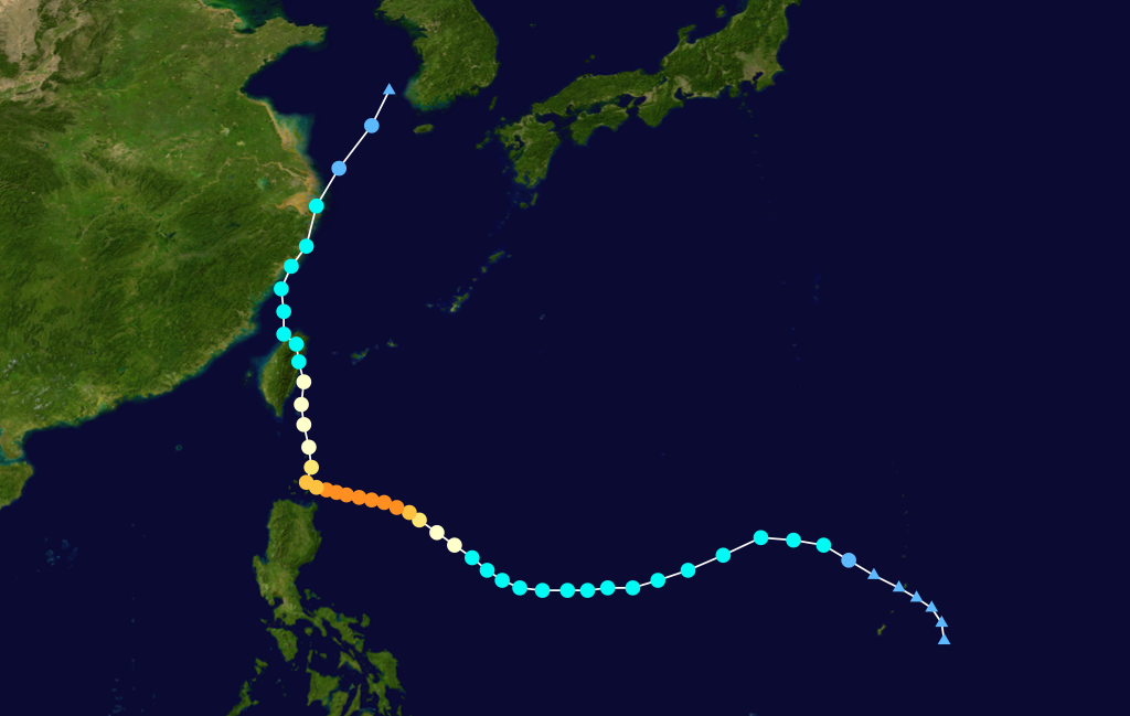 強颱風“蒲公英”路徑圖