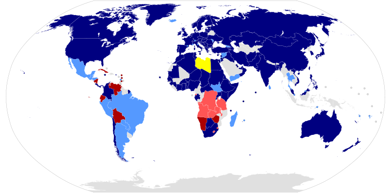 承認利比亞過渡委的國家（深藍色）