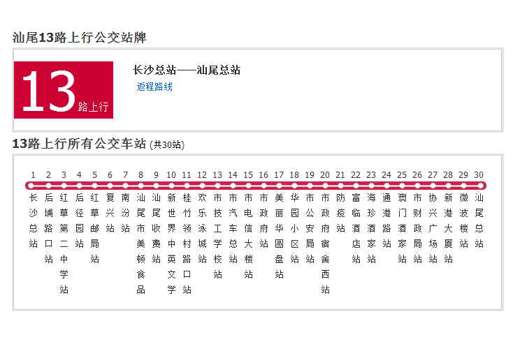 汕尾公交13路 汕尾公交13路