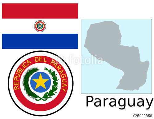 巴拉圭國旗、國徽和地圖