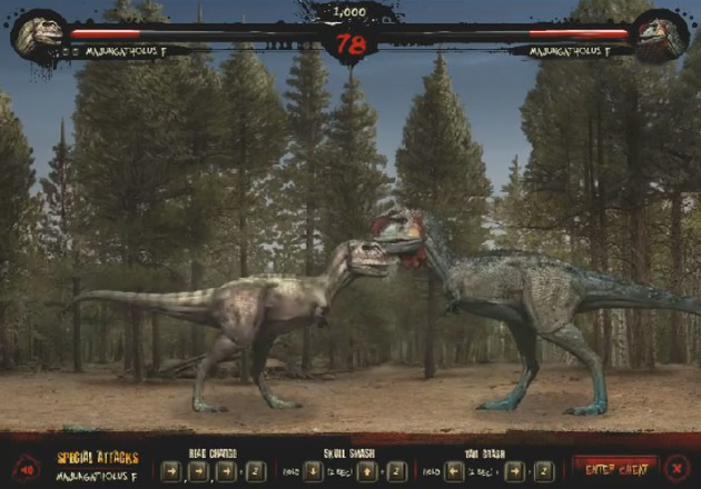 侏羅紀恐龍格鬥遊戲畫面