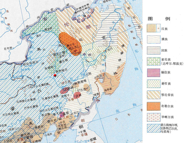 清代前期中國東北民族分布