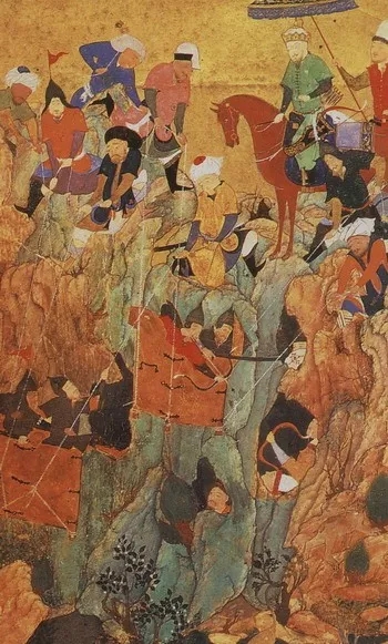 中亞手抄本上 帖木兒軍隊在喬治亞山區的作戰