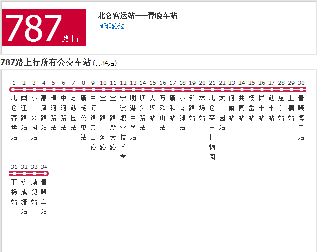 寧波公交787路 寧波公交787路