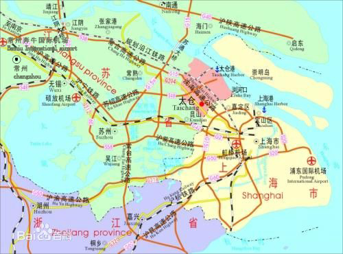 蘇州轄區內最大的港口--太倉港位置圖