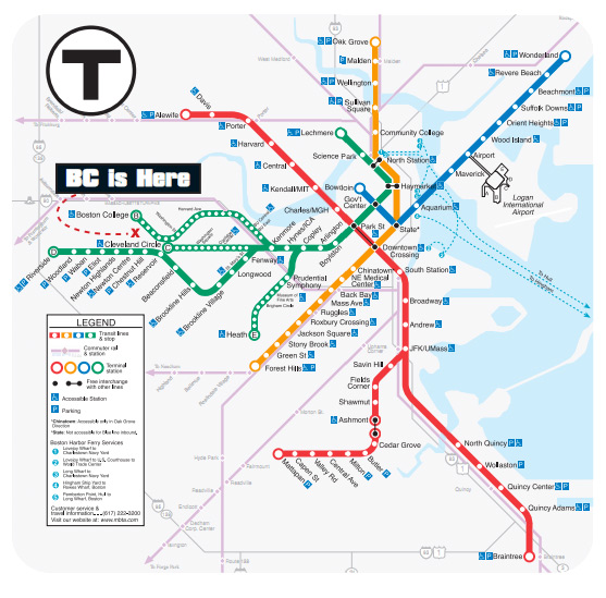 波士頓捷運線路圖 BC IS HERE
