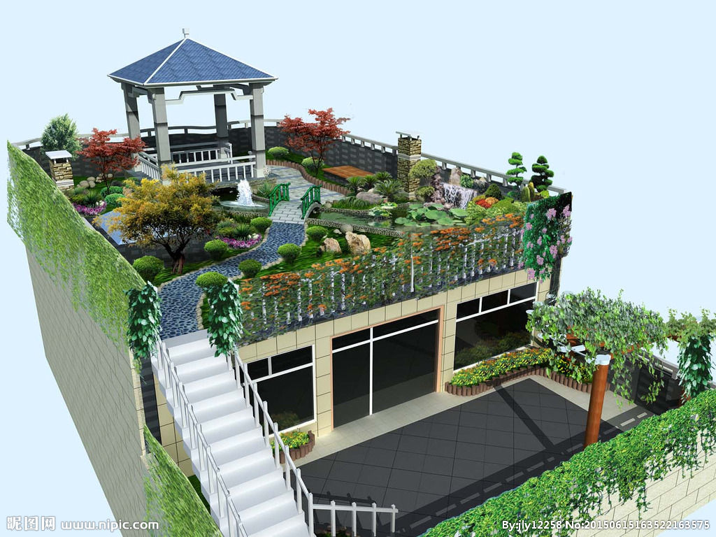 屋頂花園(在屋頂以綠化的形式建設花園)