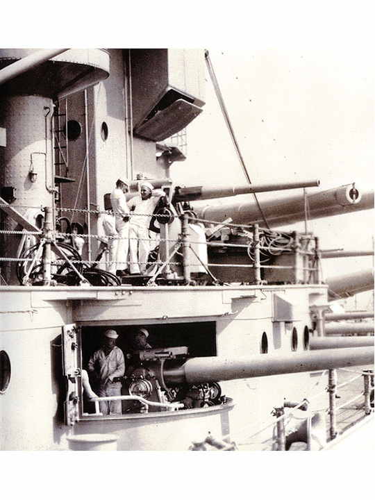 俄克拉荷馬號戰列艦舷側火炮
