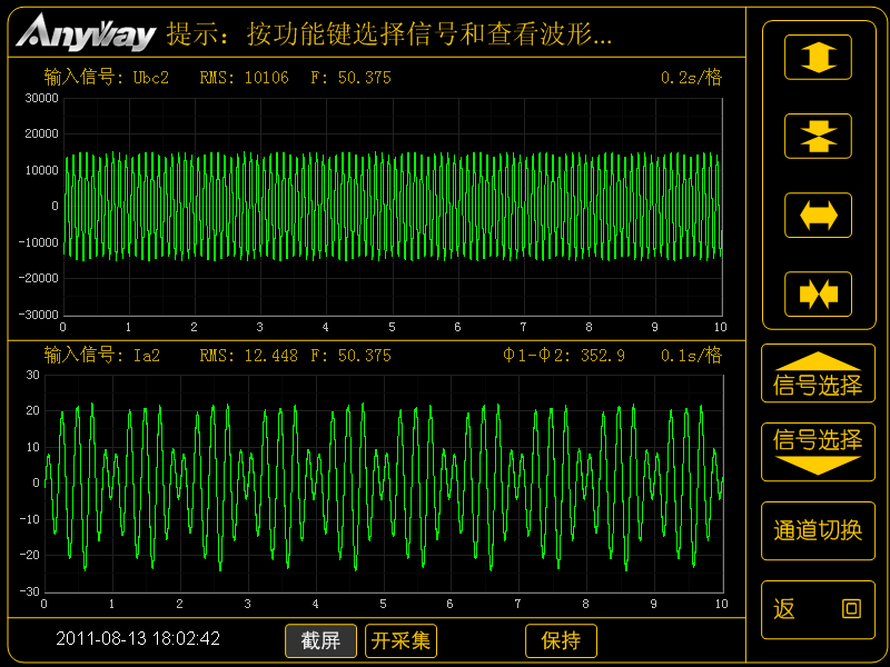定子疊頻法熱試驗電源電壓電流波形圖