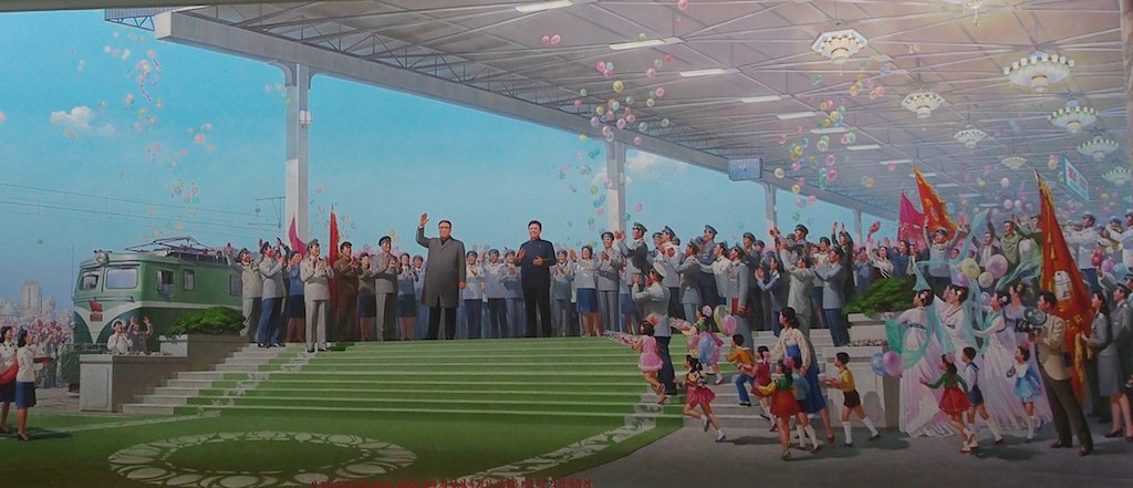 鐵道省辦公室內的《平壤通車紀念》油畫