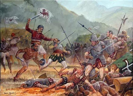 在錫塔瓦卡軍隊追殺下撤退的葡萄牙人