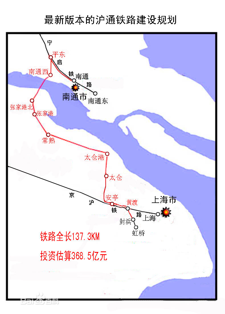 滬通鐵路（一期）線路圖
