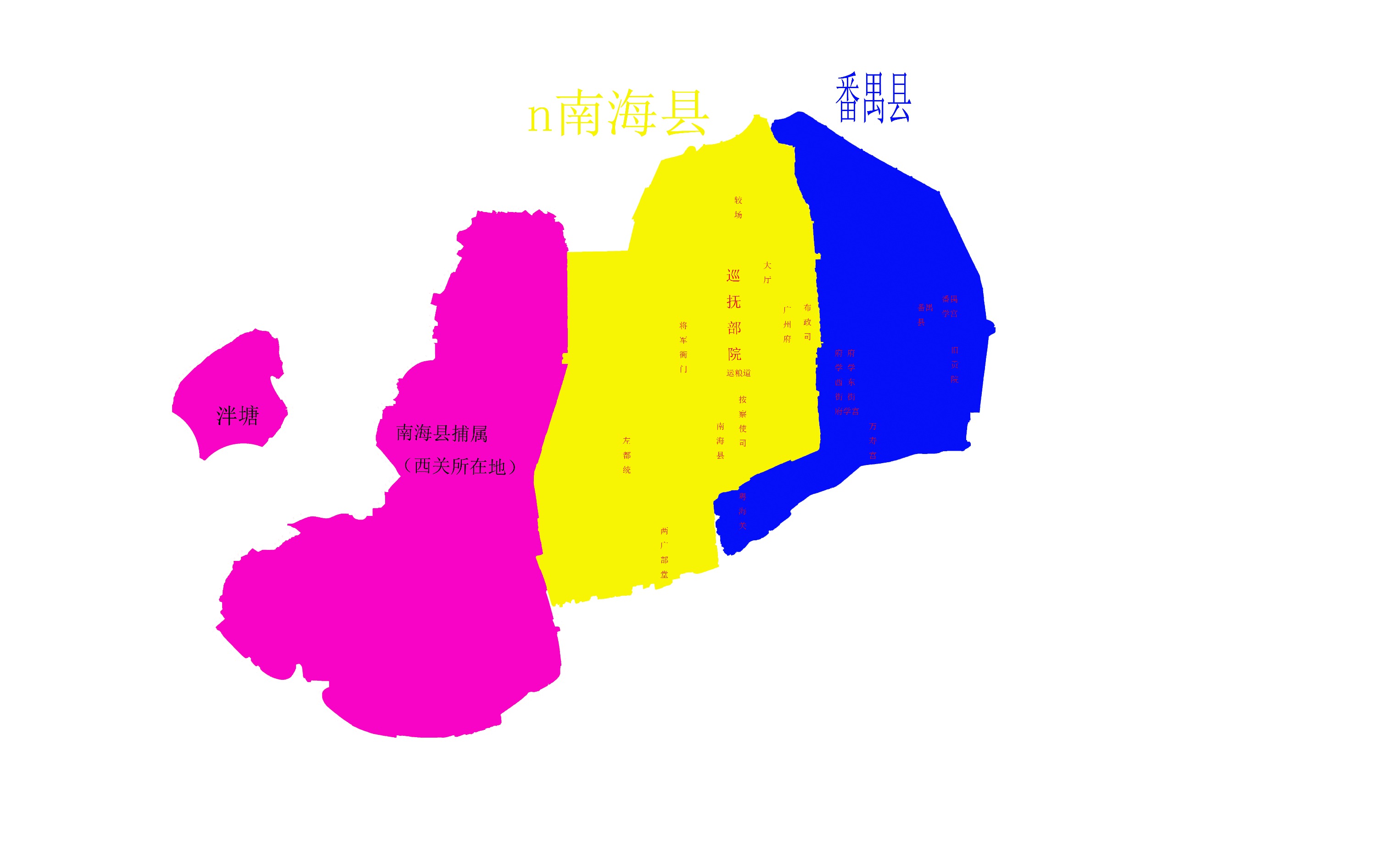 西關位於圖中紫色區域
