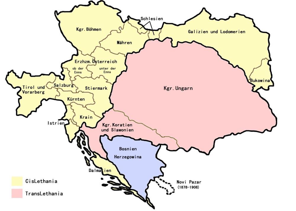 奧匈帝國版圖，匈牙利就占了1/3以上