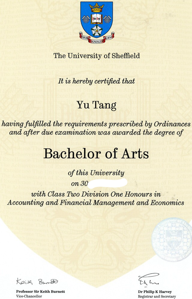 榮譽學士學位（2.1等）2014年
