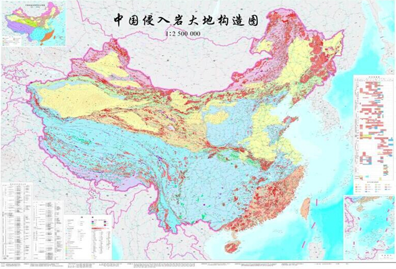 中國侵入岩大地構造圖