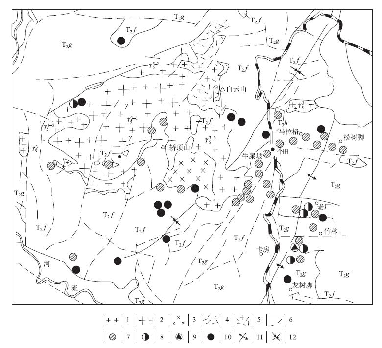 雲南箇舊矽卡岩型錫－銅礦床地質圖