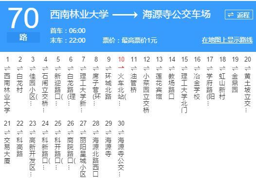 昆明公交70路 昆明公交70路