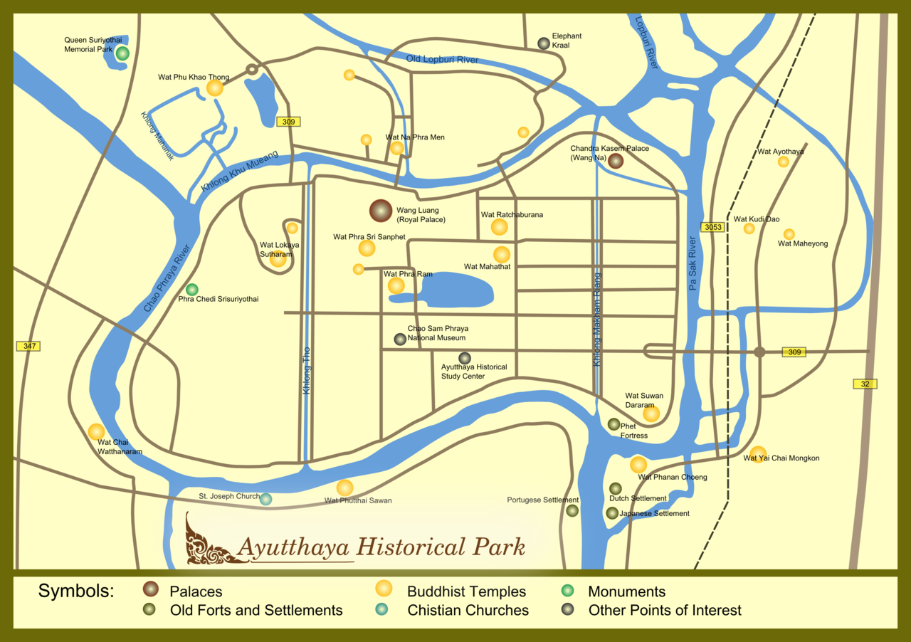 阿瑜陀耶歷史公園地圖