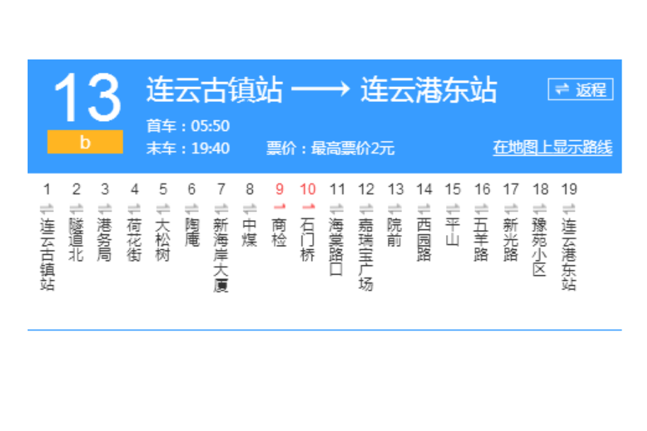 連雲港公交B13路 連雲港公交B13路
