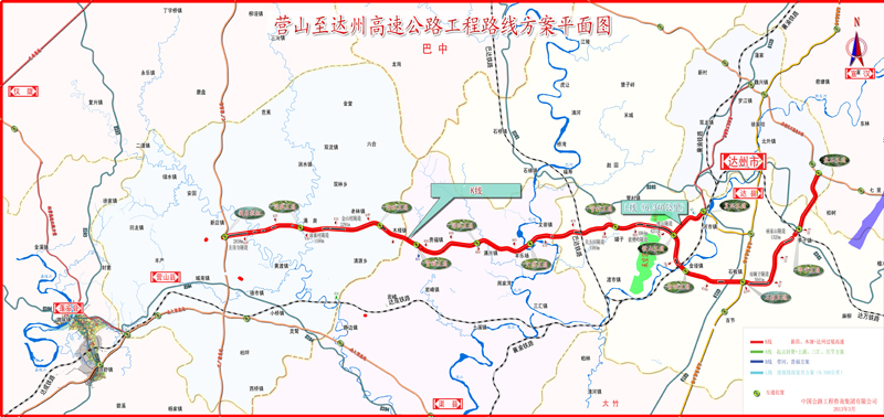 營達高速公路路線方案平面圖