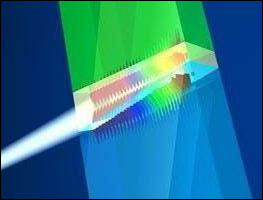 不同波長的光線被特殊波導捕獲形成彩虹