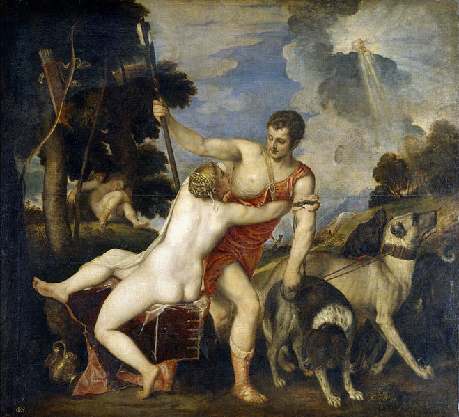 維納斯和阿多尼斯(1554年提香·韋切利奧創作油畫)