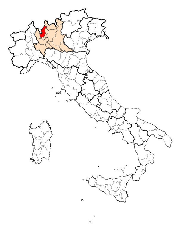 科莫省在義大利的位置（深色區域）