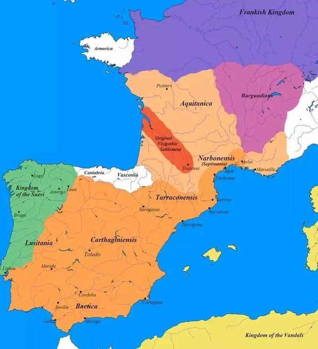 控制高盧大部與西班牙的西哥特王國