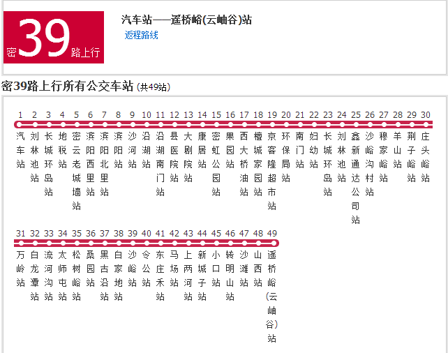 北京公交密39路 北京公交密39路