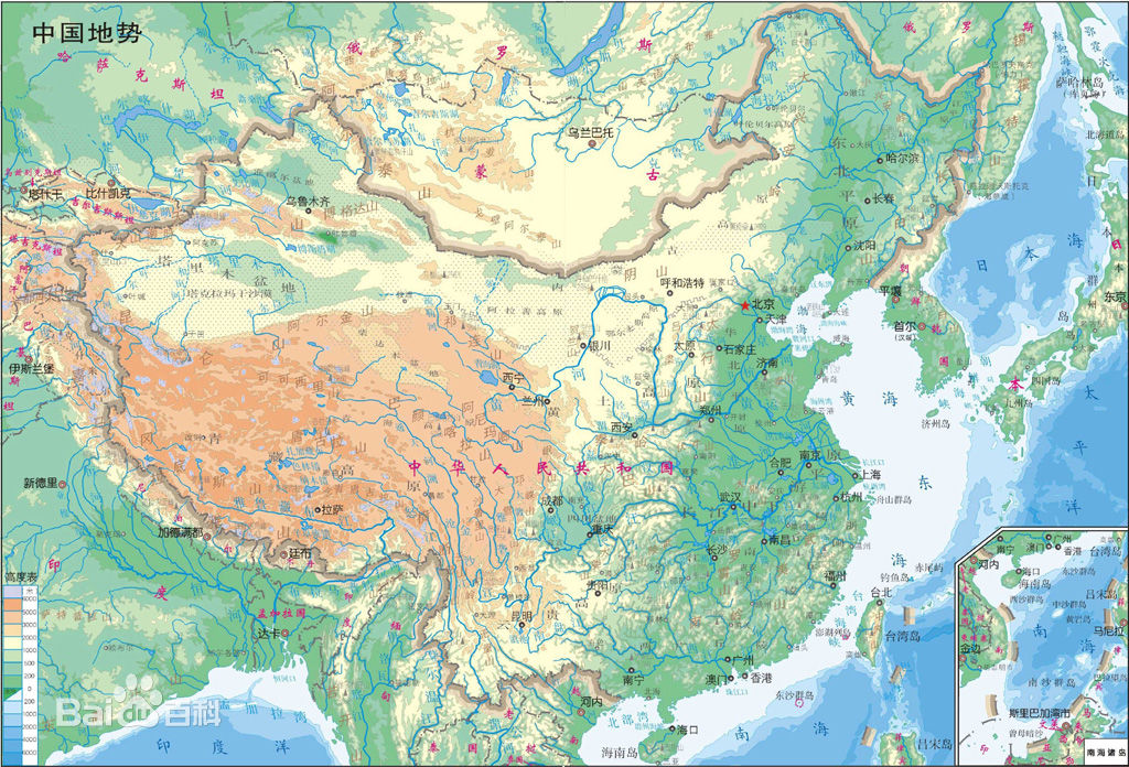 中國地勢圖
