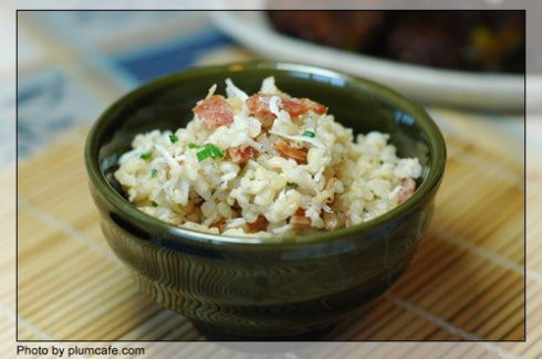臘腸銀魚糙米飯
