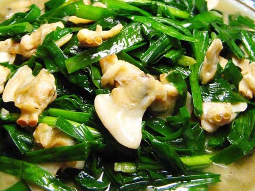 黃蛤肉炒雞蛋韭菜