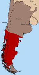 阿勞坎尼亞和巴塔哥尼亞王國位置