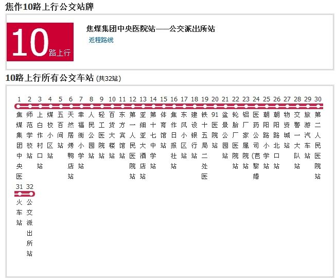 焦作公交10路 焦作公交10路