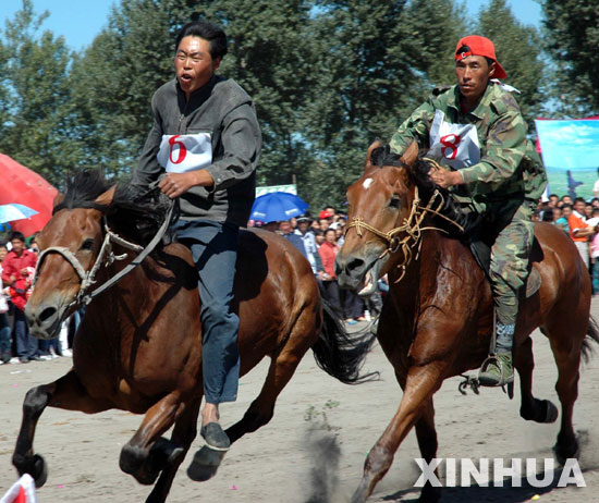 哈吐氣蒙古族鄉舉行的賽馬活動