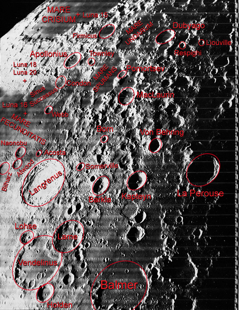 劉維爾隕石坑周邊圖，月球軌道器4號拍攝