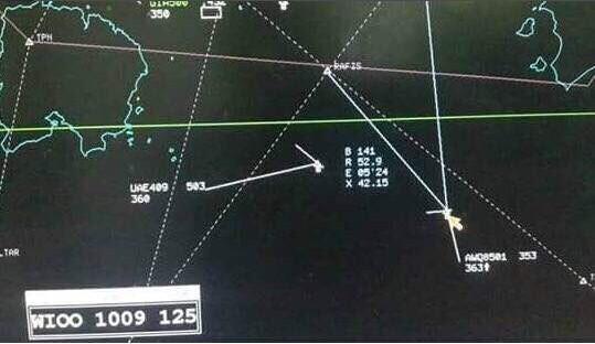 客機航班失聯前雷達圖片
