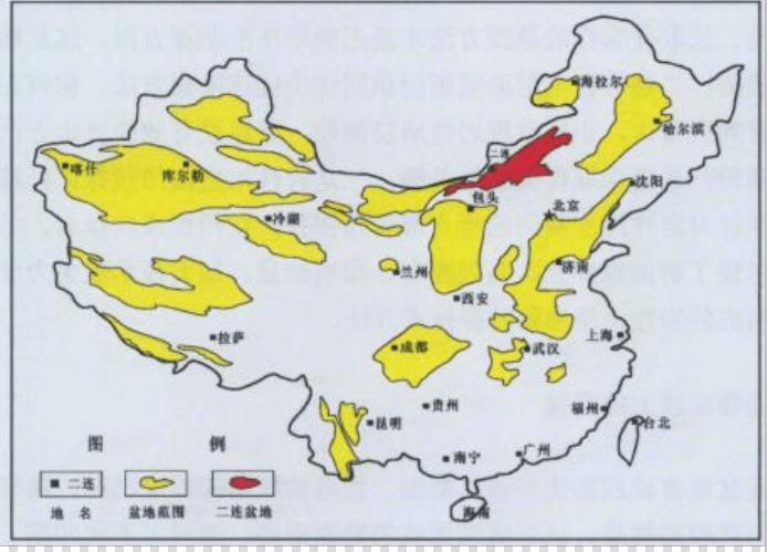 中國陸上盆地主要分布區