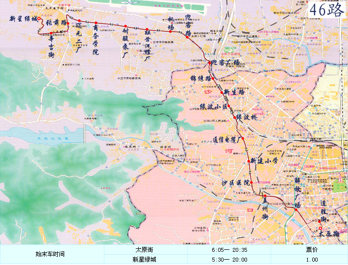 大連公交46路線路走向圖