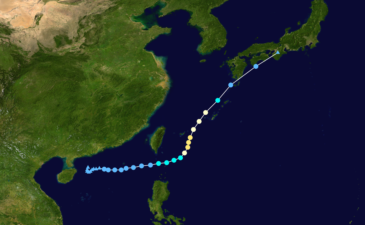 2002年第4號颱風“浣熊”路徑圖