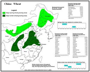 中國小麥產區分布圖
