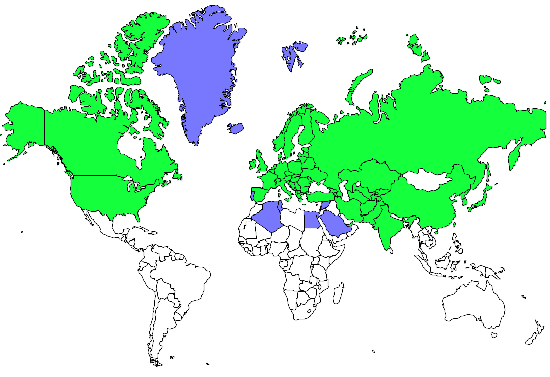 赤頸鸊鷉世界分布圖